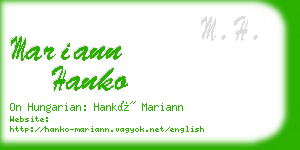 mariann hanko business card